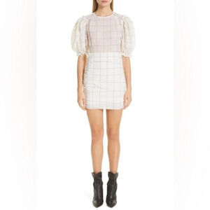 New Isabel Marant Adelaide Organza Dress Ecru NWT Designer Bohemian Women’s 12